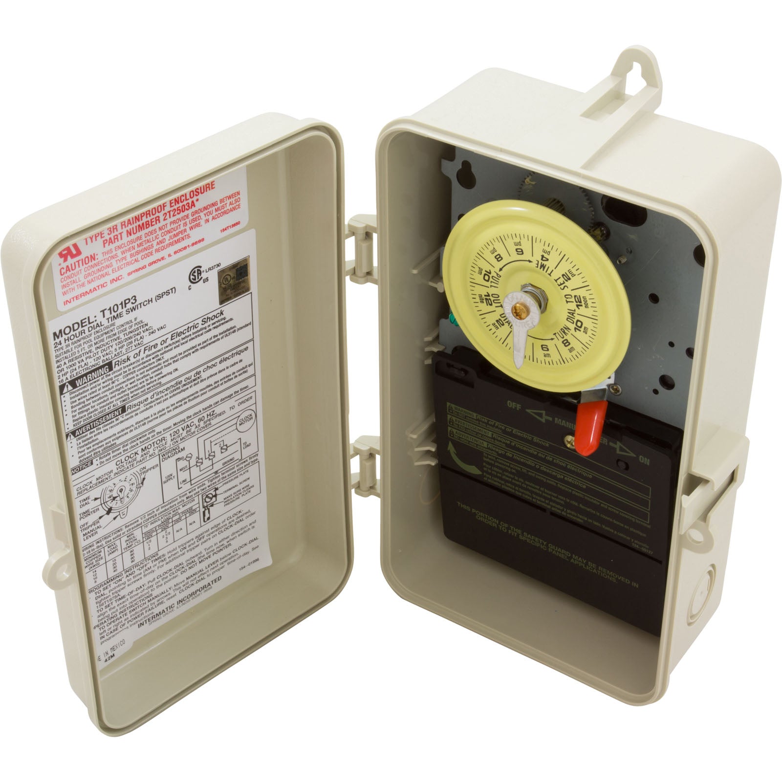 Intermatic Mechanical Time Switch, Single Load, 120V, Type 3R Plastic Enclosure (T101P3)