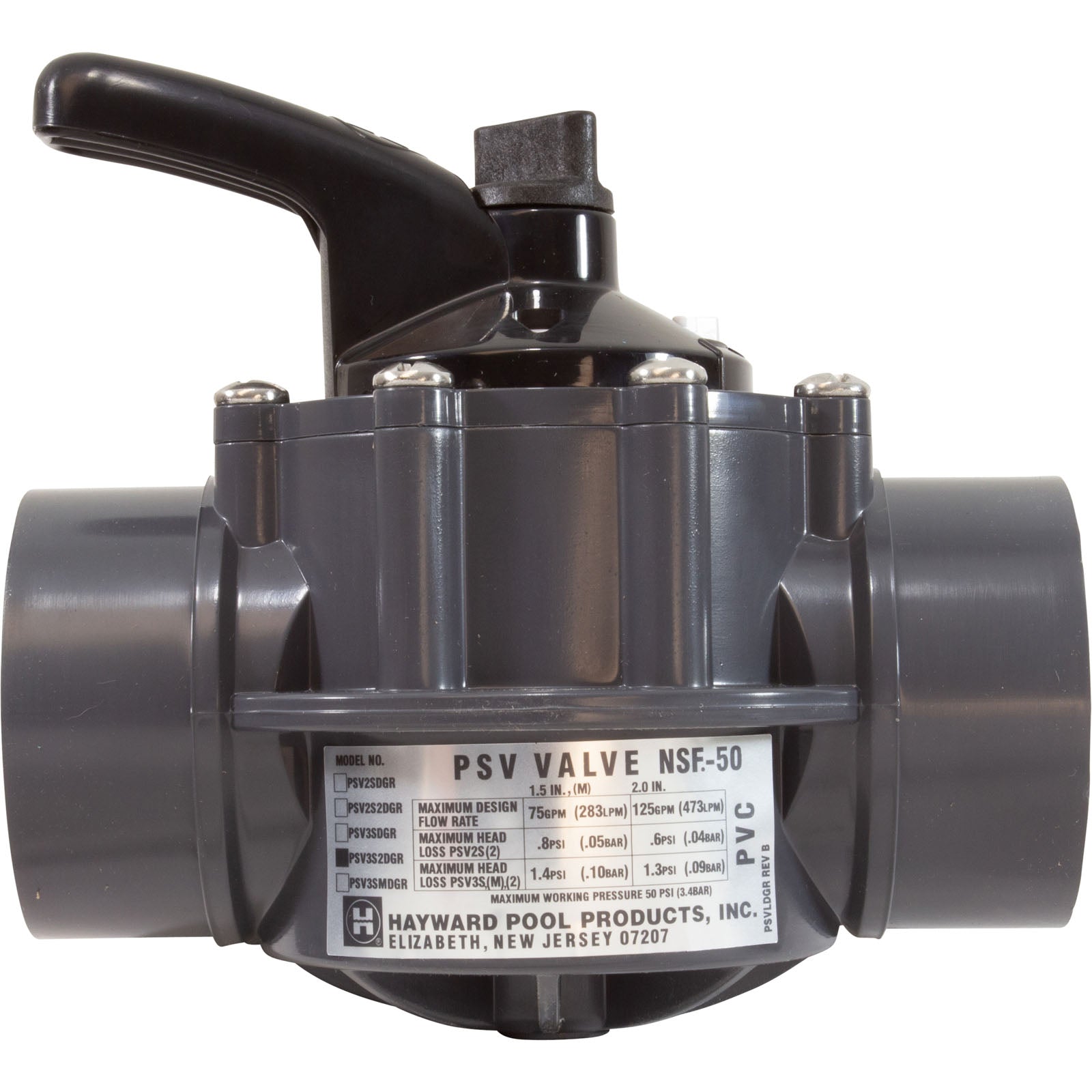 Hayward PVC Diverter Valve, 3-Way, 2 - 2 1/2" (PSV3S2DGR)